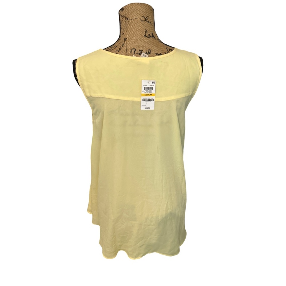 Style & Co. Women’s Size M Light Yellow Light Sleeveless Blouse Tunic Sheer - Picture 7 of 12